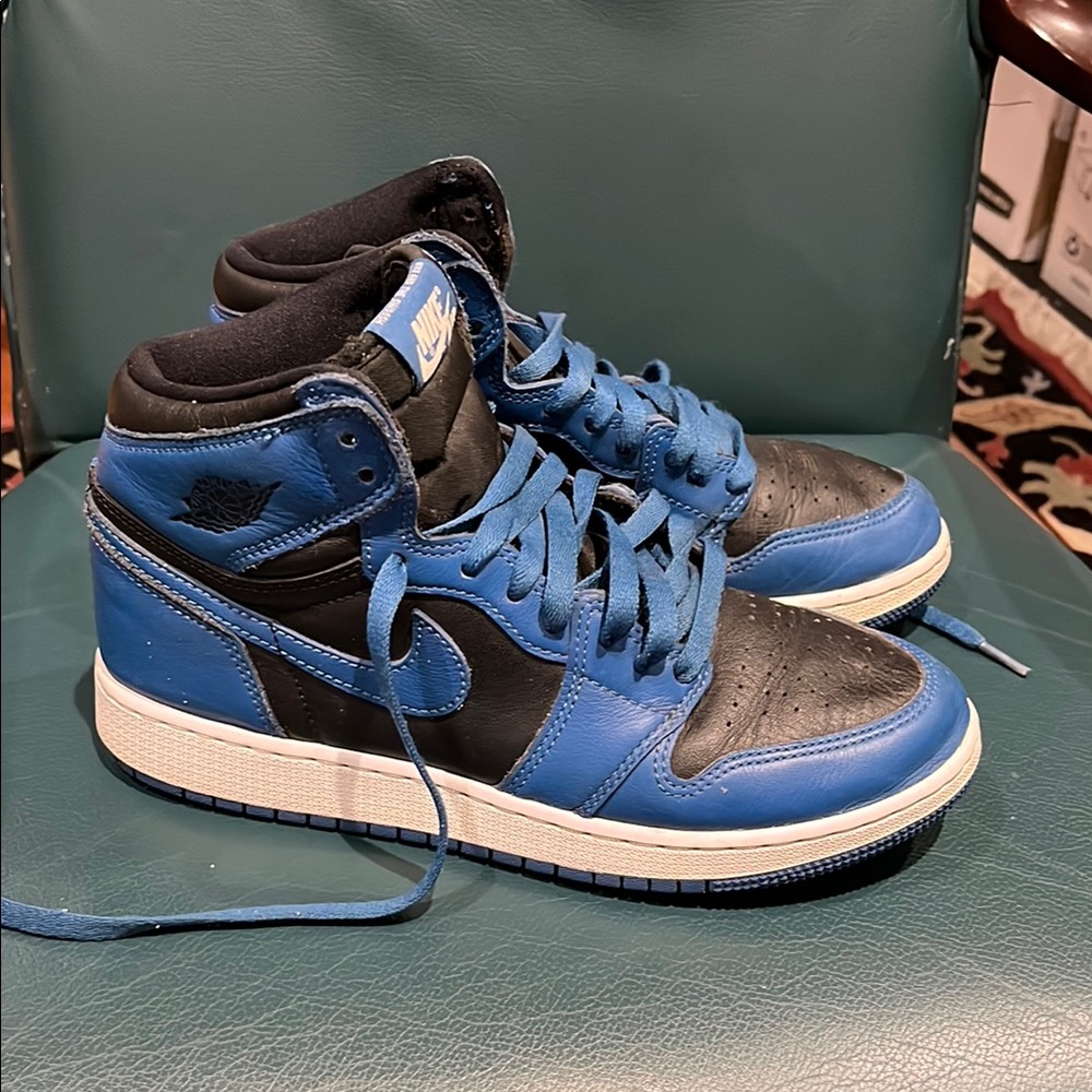 Air Jordan 1 Retro High OG Black and Dark Marina Blue Sneakers